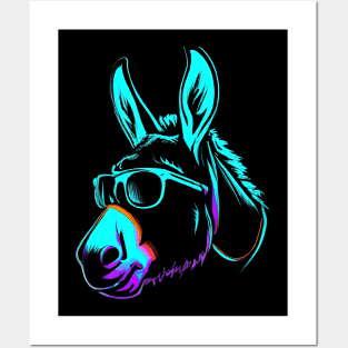 Donkey Stamp Neon Retro Colorful Posters and Art